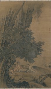 Landschaft mit daoistischen Unsterblichen, die Weiqi spielen