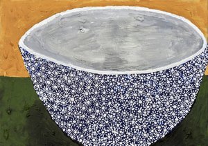 Blaue Gänseblümchenschale von Dale Hefer & Family