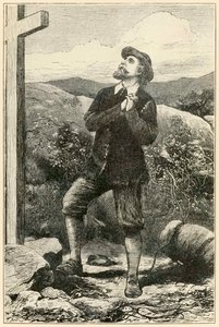 „Christian vor dem Kreuz“ aus „Die Pilgerreise von dieser Welt zu der, die kommen wird“ von John Bunyan von Dalziel Brothers