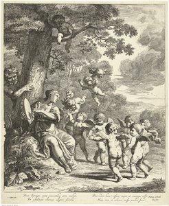 Pan und Syrinx mit tanzenden Putti