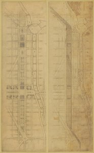 Tafel 78: 2 Zeichnungen aus dem Plan von Chicago, 1909: Vorgeschlagener Standort und Anordnung der... von Daniel Burnham