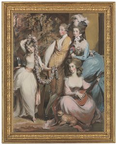 Ganzkörperporträt von Mary Sturt von Crichel (1740-1807) mit ihren drei ältesten Kindern, Diana, Mary und Humphry (Bleistift, Pastell und Körperfarbe) von Daniel Gardner
