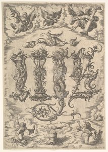 IHS-Monogramm umgeben von sechs Engeln, ca. 1485-1536