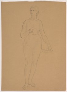 Zeichnung, Weiblicher Akt stehend, 1850–60 von Daniel Huntington