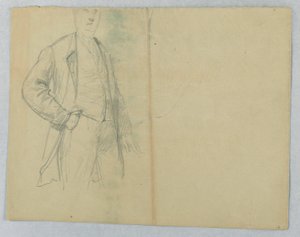 Zeichnung, Herr Samuel Ward Sr., stehend mit Hand in der Tasche, 1880 von Daniel Huntington