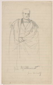 Zeichnung, Prof. Benjamin Silliman, Sr. stehend; Links: Prof. Benjamin Silliman, Sr. sitzend, 1858 von Daniel Huntington