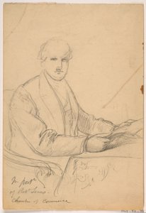 Robert Lenox sitzend an einem Schreibtisch für das Handelskammer-Porträt, 1865 von Daniel Huntington