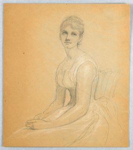 Zeichnung, Skizze für ein Porträt einer Frau, 1881 von Daniel Huntington