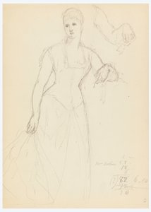 Zeichnung, Skizze für ein Porträt von Bella Worsham, 1878 von Daniel Huntington