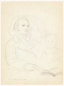 Zeichnung, Skizzen für "Lektion der Nächstenliebe" und Porträt von Peter Richards, Jr., 1849 von Daniel Huntington