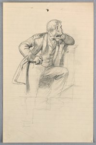 Zeichnung, Studie für "Wissenschaftliche Gruppe", 1858 von Daniel Huntington