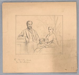 Zeichnung, Studie für "Titian zeigt, 1872" von Daniel Huntington