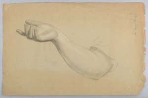 Studie der rechten Hand für "Lektion der Nächstenliebe" von Daniel Huntington