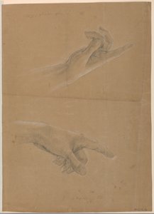 Zwei Studien der Hand für Engel, der St. Peter erscheint in "Frühe christliche Märtyrer"