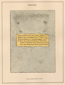 Messingplatteninschrift Thomas Priestly der Ältere und der Jüngere aus der Kirche von Hornsey