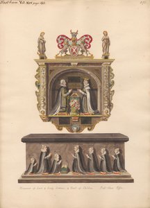Denkmal für Lord und Lady Latimer und Grab der Kinder Ralph, Katherin, Ralph, Dorothye, Jane, Margaret und Anne aus der East Ham Kirche von Daniel Lysons