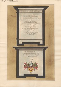 Denkmäler für Miss Sophia Henrietta Voelcker und Thomas Crump aus der Kirche von Hampton von Daniel Lysons