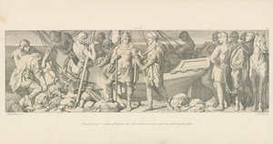 Harold, kurz vor der Rückkehr nach England, verabschiedet sich von Wilhelm, der ihn mit Abschiedsgeschenken belädt