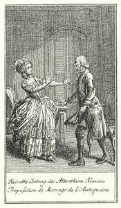Heiratsantrag des Antiquars (Gravur) von Daniel Nikolaus (after) Chodowiecki