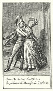 Heiratsantrag des Offiziers von Daniel Nikolaus (after) Chodowiecki