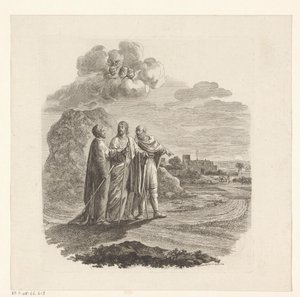 Cleopas und Petrus treffen Christus auf dem Weg nach Emmaus