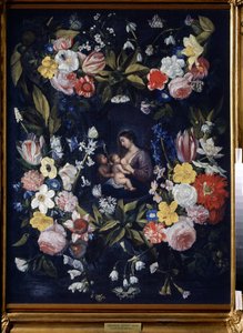Blumenkranz mit Madonna und Kind von Daniel Seghers