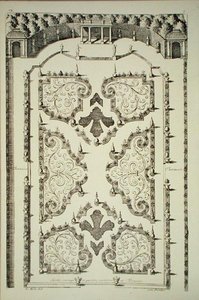 Garten, unterteilt in vier Parterres und Terrassen von Daniel the Elder Marot