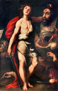 David, Sieger über den Riesen Goliath, hält dessen Kopf in der Hand von Daniele Crespi (1598-1630) 1623 Palazzo Borromeo, Isola Bella, Stresa Italien
