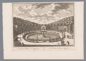 Ansicht eines Teiches mit Brunnen im Garten von Schloss Zeist