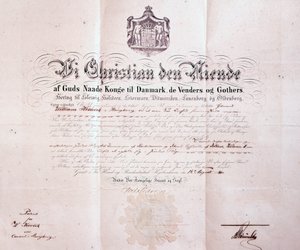 Patent unterzeichnet von Christian IX. von Dänemark zur Ernennung von William Keswick zum dänischen Konsul in Hongkong, China, 1880 von Danish School