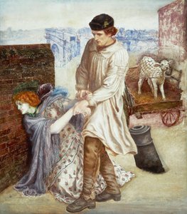 „Wiederentdeckt“ Ein Bauer, der in die Stadt kam, um sein Kalb zu verkaufen, versucht, eine kranke junge Prostituierte mit kadaverartigem Teint aufzurichten 1865-1869