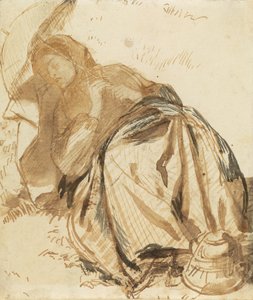 Porträt von Elizabeth Siddal, ruhend, mit Sonnenschirm