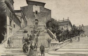 Ansicht der Basilika Santa Maria in Aracoeli, Rom, Italien (Stich nach einer Zeichnung von Dante Paolocci) von Dante Paolocci
