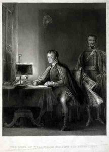 Der Herzog von Wellington schreibt seine Depeschen, graviert von William Greatbach von David (after) Wilkie