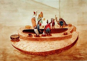 Schwarze Frauen am Bambara-Brunnen auf der Insel Gorée, aus Boilats Aufzeichnungen seiner Reise nach Joal von David Boilat