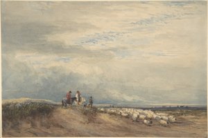 Reiter mit Schafen nahe einer Flussmündung von David Cox