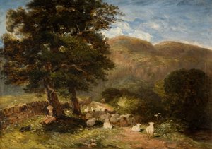 Schafe hüten, Bettws-y-Coed von David Cox the elder