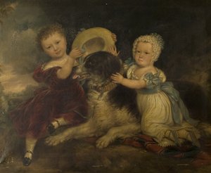 Arthur und Frances Hood, die Kinder von Sir Arthur Gregory von Styvechale Hall, und Nelson, 1838 von David Gee