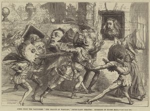 Szene aus der Pantomime Der Drache von Wantley, Drury-Lane-Theater, Außenansicht von Moore Hall von David Henry Friston