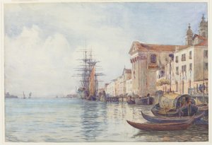 Der Giudecca-Kanal mit Schiffen in der Nähe der Chiesa dei Gesuati