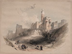 Zitadelle von Jerusalem, außerhalb der Mauern, Turm Davids von David Roberts