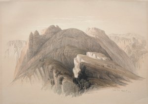 Gebel Hor. Berg Hor, von den Klippen um Petra, 1839