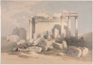 Ruinen des östlichen Portikus des Tempels von Baalbek, 1839 von David Roberts