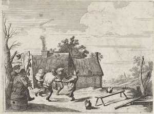 Tanzende Bauern zur Musik von zwei Musikanten von David Teniers (II)