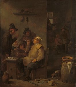 Maurer raucht mit Gefährten in einer Taverne