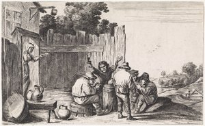Fünf Bauern um ein Fass von David Teniers (II)