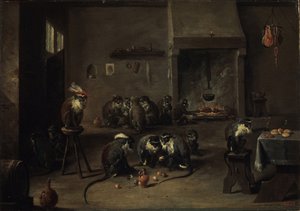 Affen in der Küche, 1640er