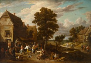 Tänzer in einem Dorfgasthaus, ca. 1660er Jahre von David the Younger (workshop of) Teniers