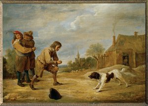 Bauernjunge mit Hund von David the Younger Teniers