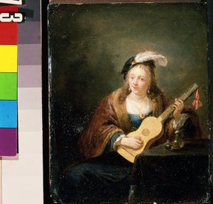 Frau mit Gitarre von David Teniers the Younger